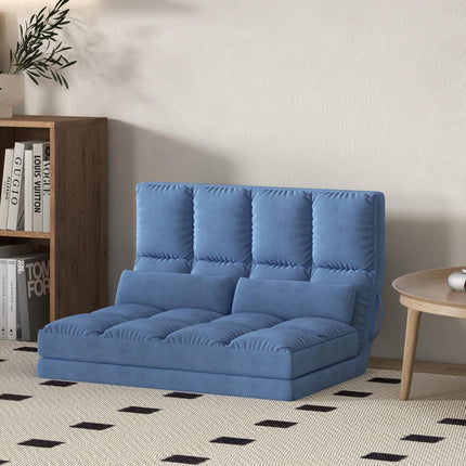Convertible floor chair bed, 3-position adjustable, velvet blue