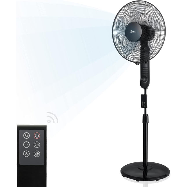 Floor Fan 3 Speeds and Remote Control, Black