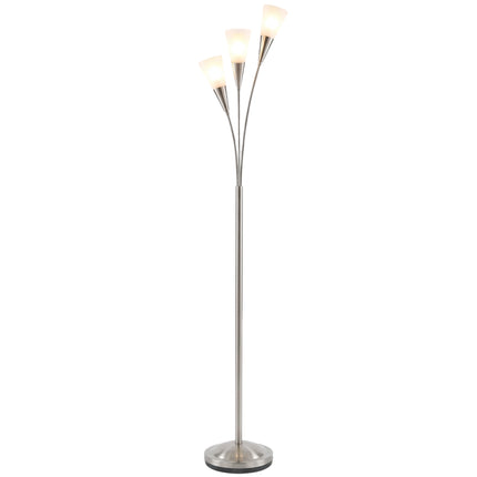 Floor Lamp with 3 Glass Shades, Foot Switch, 3 x E14, 40 W, Silver