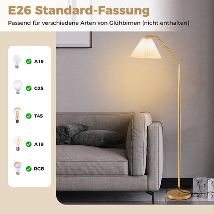 Lampă de podea cu cap reglabil, dulie E27, 168 cm, auriu