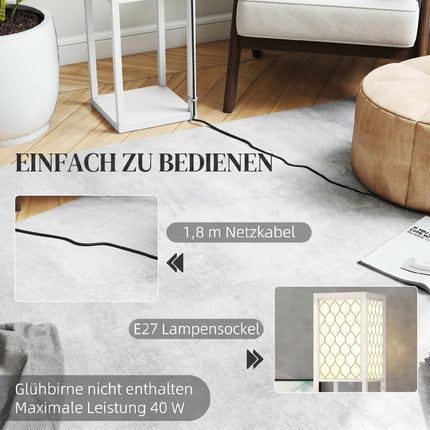 Lampă de podea cu raft, 3 niveluri, MDF, albă