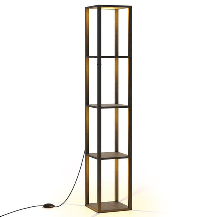 Lampă de podea cu rafturi și lumini LED reglabile, 165 cm