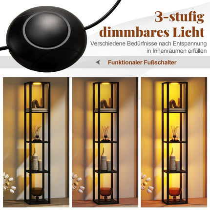 Lampă de podea cu rafturi și lumini LED reglabile, 165 cm