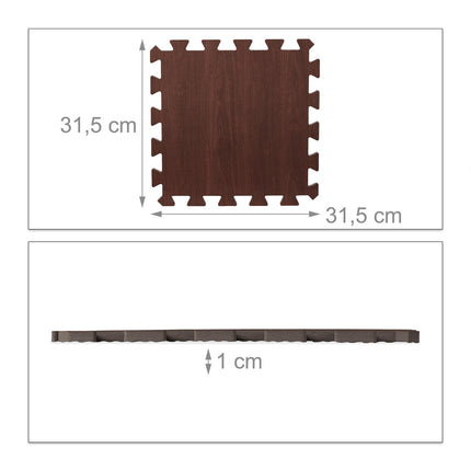 Covoraș de protecție a podelei aspect lemn Set de 9