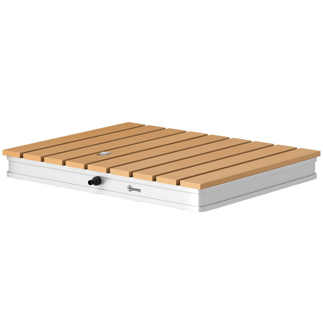 Duș podea duș de grădină cu roată reglabilă din aluminiu până la 4 m înălțime fântână 70 x 55 cm lemn natural
