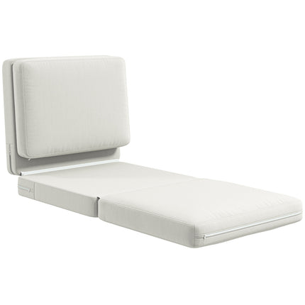 3-in-1 folding sofa bed, velvet upholstery, cream white