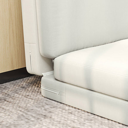 3-in-1 folding sofa bed, velvet upholstery, cream white