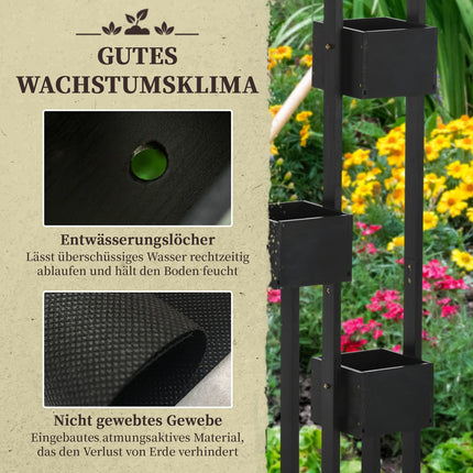 Cutie de Flori, Pat Inaltat, Cutie De Plante Cu Spalier, Design Modular, Pat Legume De Perete Pentru Terasa, Lemn Masiv, Negru, 90 X 45 X 170 Cm