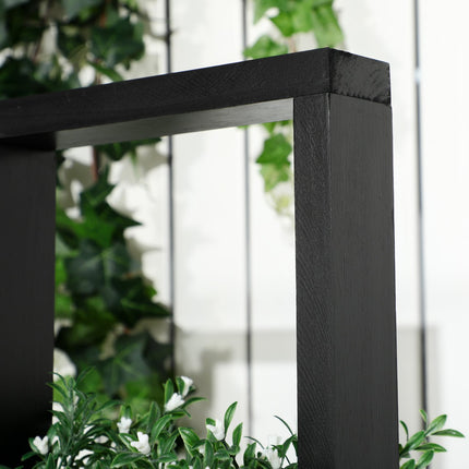 Cutie de Flori, Pat Inaltat, Cutie De Plante Cu Spalier, Design Modular, Pat Legume De Perete Pentru Terasa, Lemn Masiv, Negru, 90 X 45 X 170 Cm