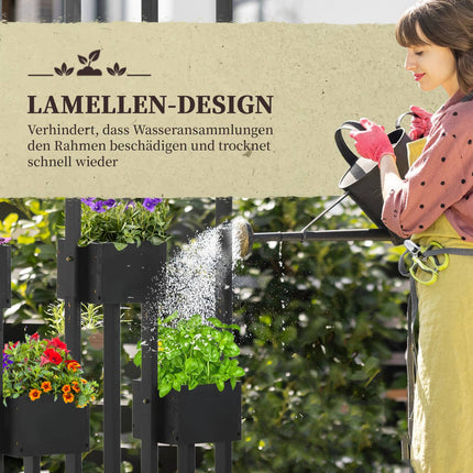 Cutie de Flori, Pat Inaltat, Cutie De Plante Cu Spalier, Design Modular, Pat Legume De Perete Pentru Terasa, Lemn Masiv, Negru, 90 X 45 X 170 Cm
