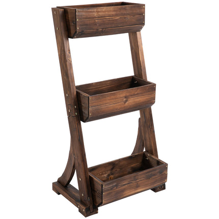 Wooden flower stand, brown, 61 x 48 x 118 cm
