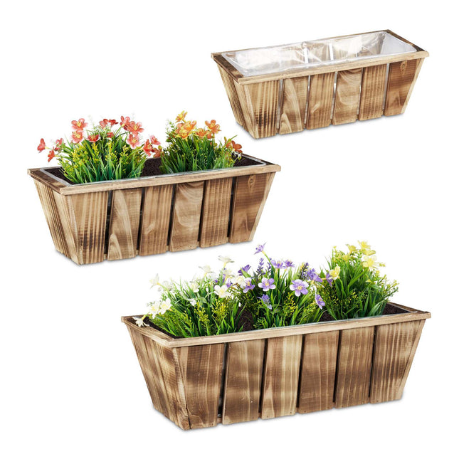 Cutie de flori Lemn Set de 3