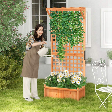 Cutie de flori cu spalier și acoperiș și spalier și găuri de drenaj Cutie de jardiniera 75 x 33 x 181 cm
