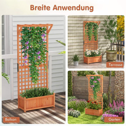 Cutie de flori cu spalier și acoperiș și spalier și găuri de drenaj Cutie de jardiniera 75 x 33 x 181 cm