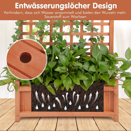 Cutie de flori cu spalier și acoperiș și spalier și găuri de drenaj Cutie de jardiniera 75 x 33 x 181 cm
