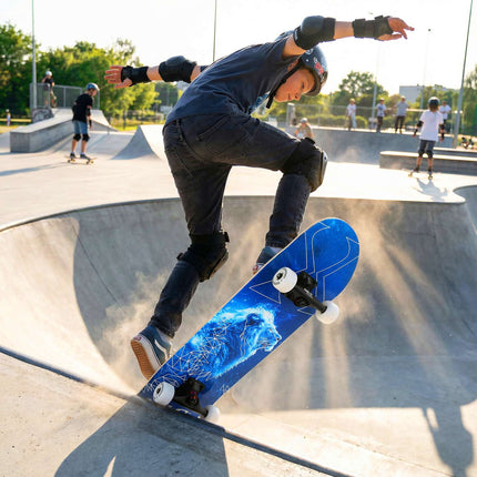 Skateboard fluorescent cu roți strălucitoare, platformă cu 9 straturi