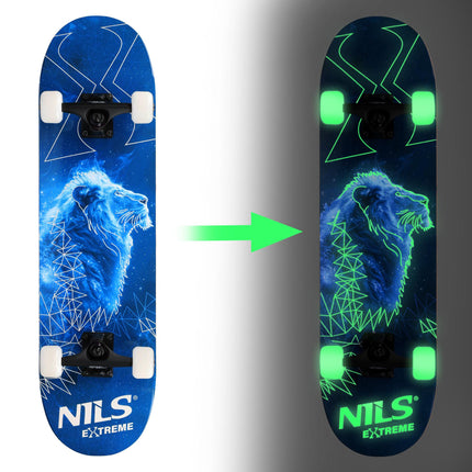 Skateboard fluorescent cu roți strălucitoare, platformă cu 9 straturi