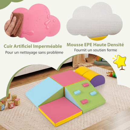 Blocuri de cățărat din spumă, set pentru copii mici, format din 6 piese, cu prindere prin arici