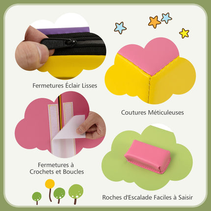 Blocuri de cățărat din spumă, set pentru copii mici, format din 6 piese, cu prindere prin arici