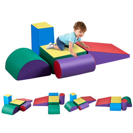 Foam Climbing Blocks Set, 5-Piece PU Leather Toddler Gym
