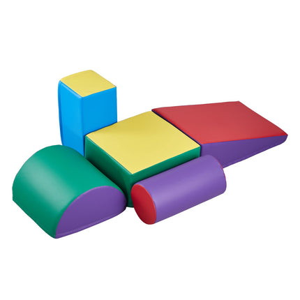 Foam Climbing Blocks Set, 5-Piece PU Leather Toddler Gym