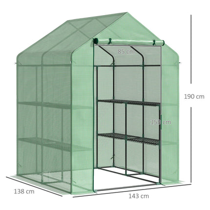 Walk-In Greenhouse - 8 shelves, steel frame, PE cover