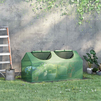Seră din folie cu fereastră, seră pe, casă de roșii, cadru rece, 120X60X60 cm, verde
