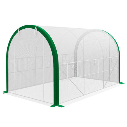 Sera din folie 3,58 x 2,1 x 2,1 m Sera tunel cu usa rulanta pentru gradina si balcon, otel galvanizat, alb