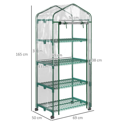 Greenhouse with 4 shelves, Steel frame, 69x50x165 cm