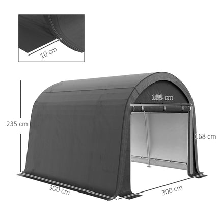 Magazin pentru scule din folie Magazin pentru scule 3x3m cu protectie UV, hidrofug, otel, PE, gri, cu doua rulouri