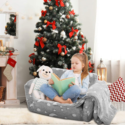 Fold-Out Kids Sofa, Glow-in-the-Dark 2-in-1 Lounger
