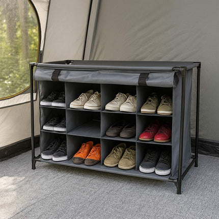 Suport pentru pantofi din material textil pliabil cu 16 secțiuni pentru camping