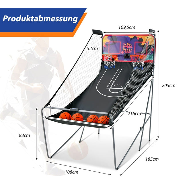 Joc arcade de baschet pliabil cu 2 coșuri și 8 moduri