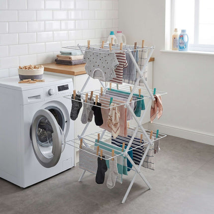 Foldable 3-Tier Clothes Drying Rack – Black, Space-Saving