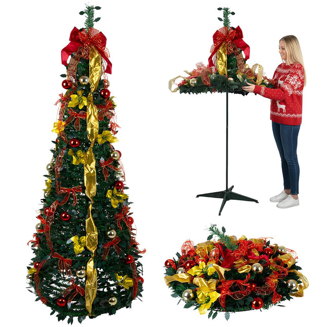 Brad de Crăciun artificial pliabil de 1,8 m cu decorațiuni