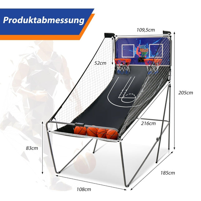 Joc arcade de baschet pliabil cu 2 cercuri, punctaj electronic