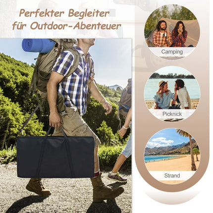 Set masă pliabilă pentru camping, blat cu aspect de lemn, cadru din aluminiu