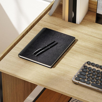 Birou pliabil pentru computer cu 2 panouri extensibile, stejar/negru