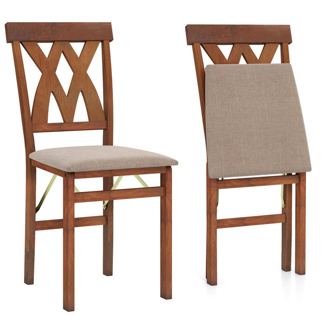 Set scaune de sufragerie pliabile, scaun capitonat, maro, pachet de 2