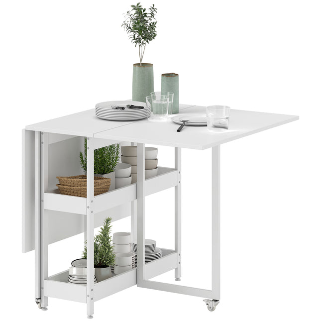 Masă pliabilă, design industrial, 4 locuri, albă