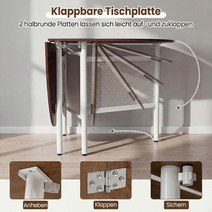 Masă pliabilă pentru 6-8 persoane, design oval care economisește spațiu