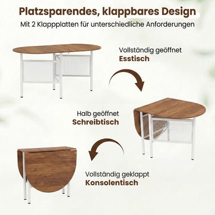 Masă pliabilă pentru 6-8 persoane, design oval care economisește spațiu