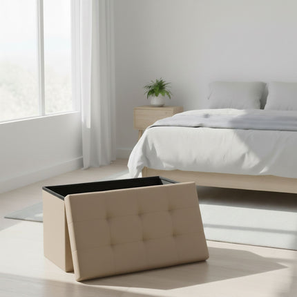 Bancă de depozitare pliabilă din piele ecologică – Două locuri