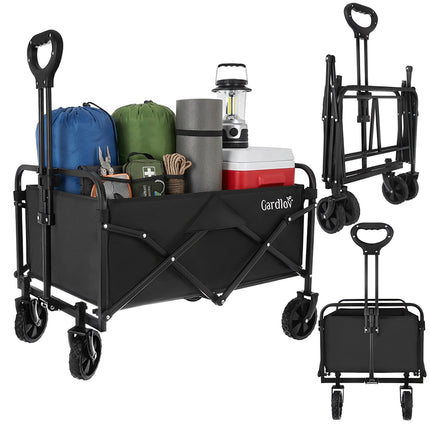 Cărucior de grădină pliabil, capacitate 90 l, încărcătură 100 kg, 4 roți
