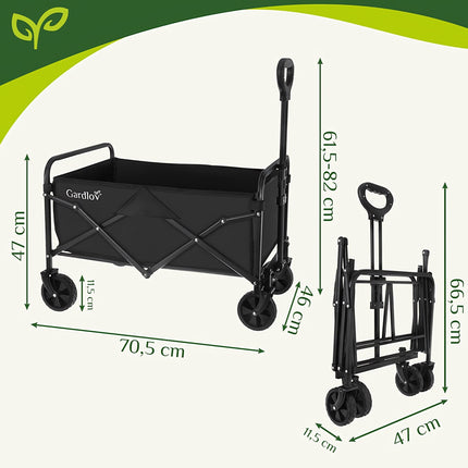 Cărucior de grădină pliabil, capacitate 90 l, încărcătură 100 kg, 4 roți
