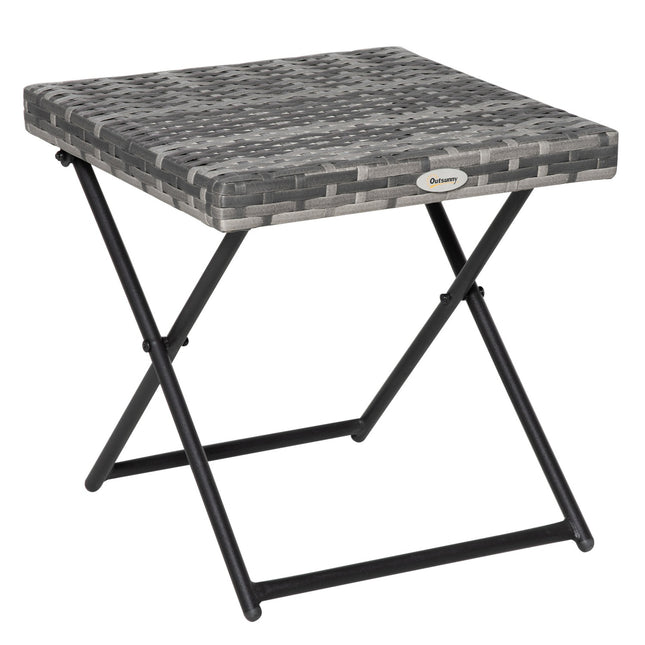 Foldable Gray Polyrattan Garden coffee table, 40x40x40 cm