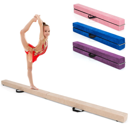 Grindă de echilibru pliabilă pentru gimnastică, 210 cm, suprafață din piele întoarsă