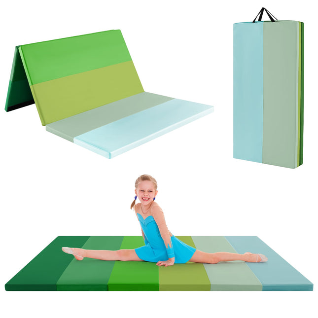 Saltea de gimnastică pliabilă, 180x120 cm, verde, spumă PU