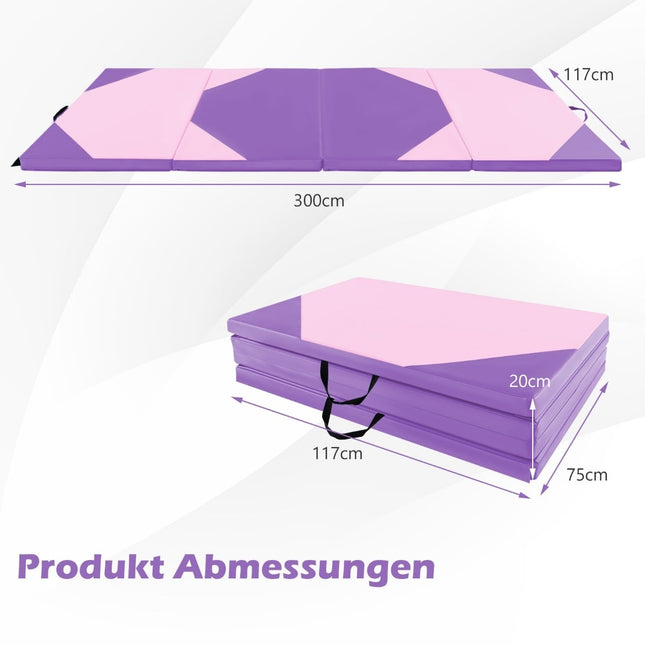 Saltea de gimnastică pliabilă, piele ecologică, 300x117x5 cm, violet