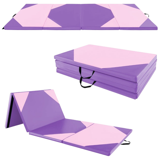 Saltea de gimnastică pliabilă, piele ecologică, 300x117x5 cm, violet